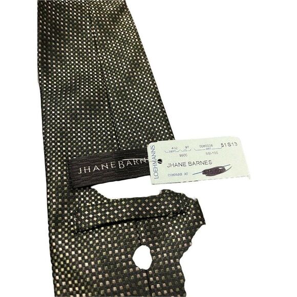 NWT Jhane Barnes Men's Tie 100% Silk Striped Digital Gray Green - Picture 5 of 6